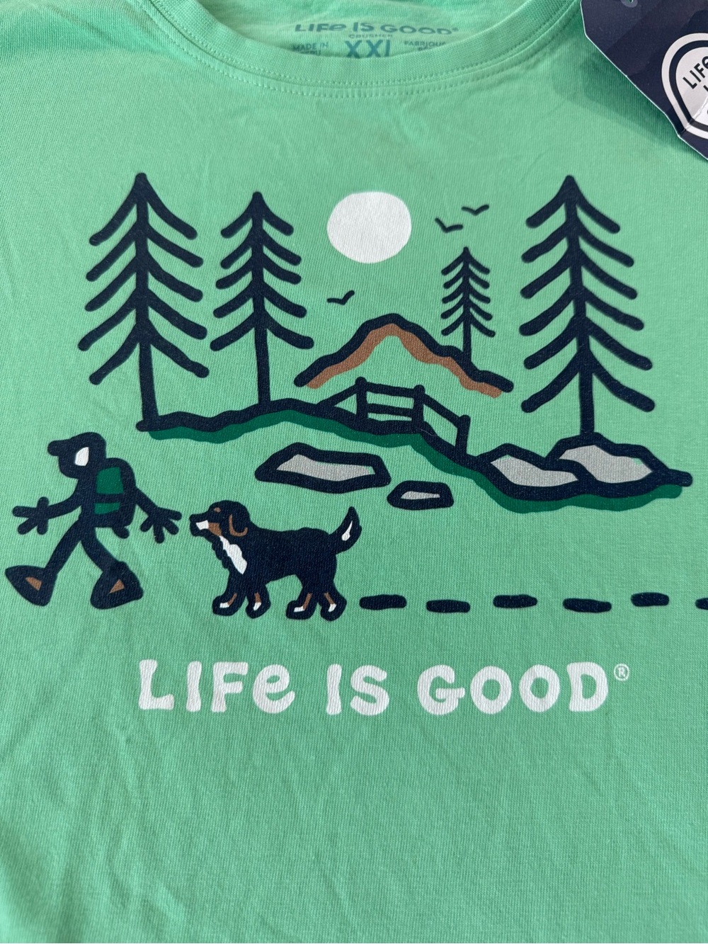 Life is Good Kids XXL Bernese Hiking Through the Woods Short Sleeve Crusher Tee - Picture 2 of 3